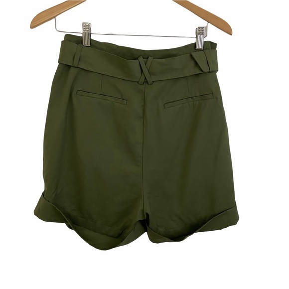 Elizabeth & James Paperbag Waist Cuffed Shorts Sz 10 Olive Green - Picture 12 of 12